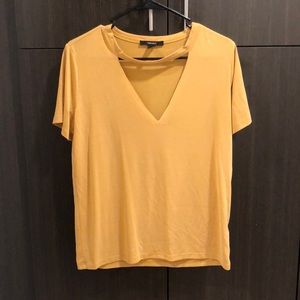 Mustard Vneck Cut Out T-Shirt